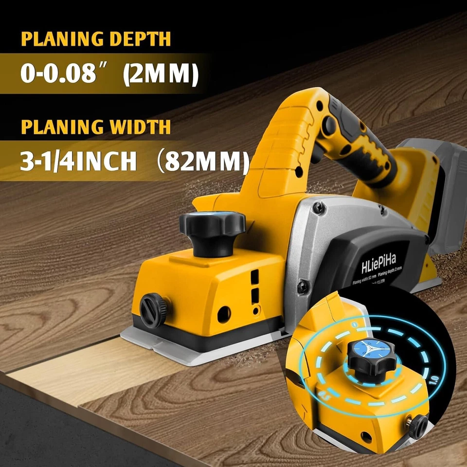 Беспроводной ручной рубанок для аккумулятора Dewalt 20 В, мощный рубанок по дереву 15000 об/мин, 3- - Изображение 2 из 4