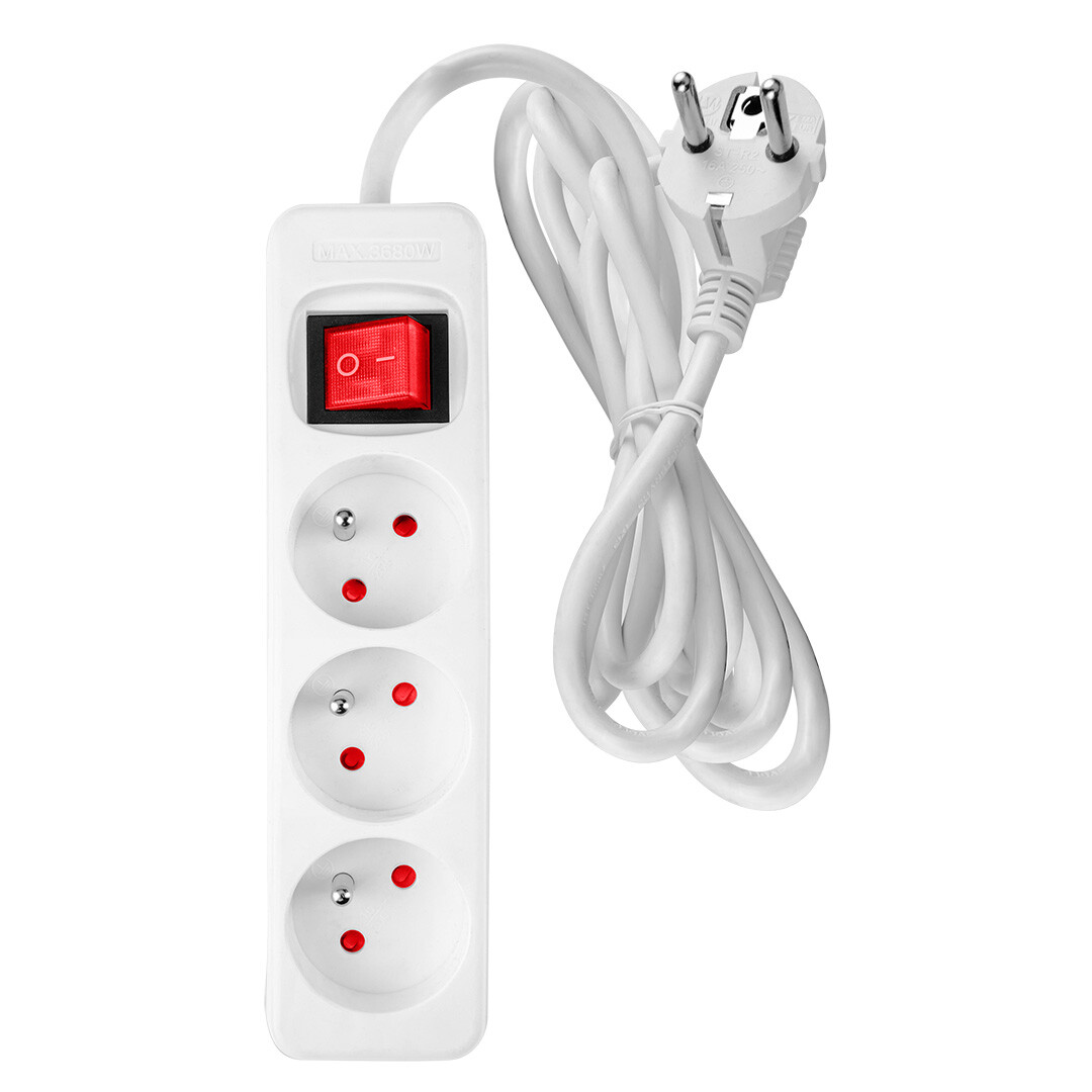 5907558474961 Przeduacz listwowy 5 м 3x15 мм2 3G бяла ВКЛВЫКЛ 4290₽