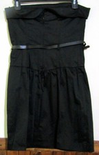MNG BY MANGO DESIGNER JUNIOR WOMANS LARGE (L) BLACK HALTER TUNIC TOP W/BELT NWT