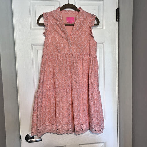 VESTIDO BRIELA LILLY PULITZER ~ Ojales Melocotón con Bolsillos Talla XS - Imagen 6 de 6