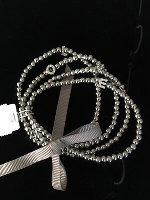 Banana Republic Silver beaded Stretch LOVE Bracelet Beautiful!