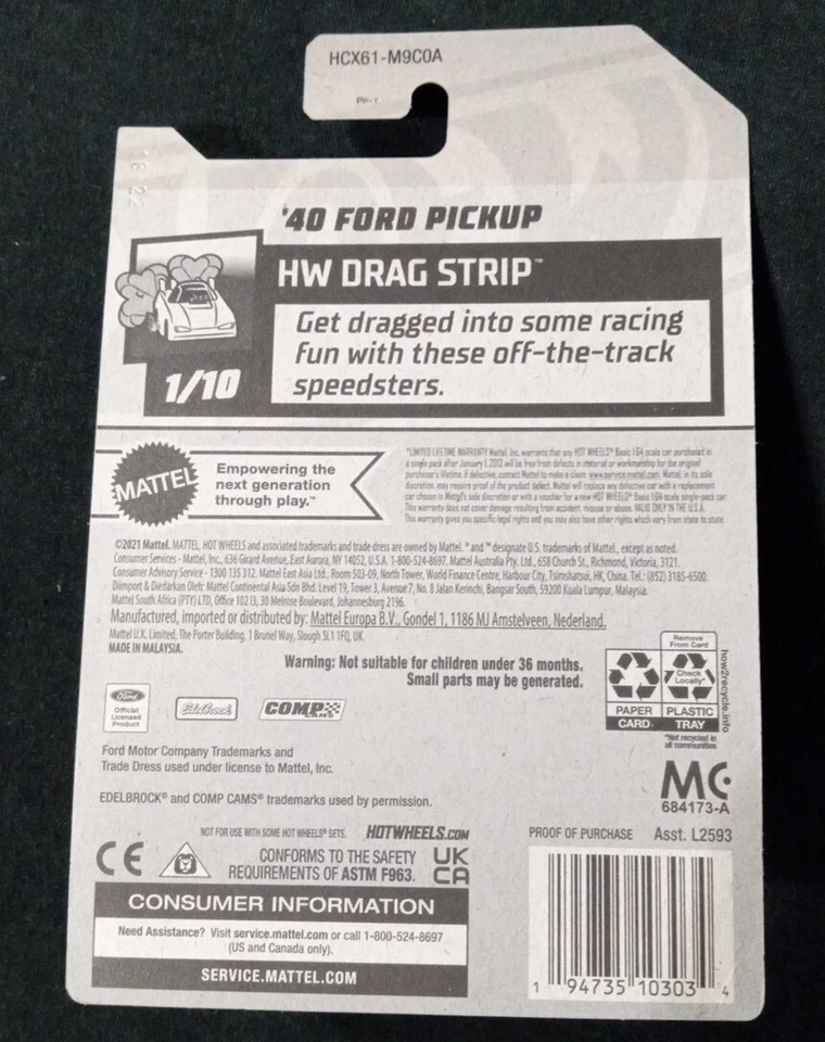 Hot Wheels 1/64 40 Ford Pickup Red Diecast Model NEW IN PACKAGE - Image 3 of 4