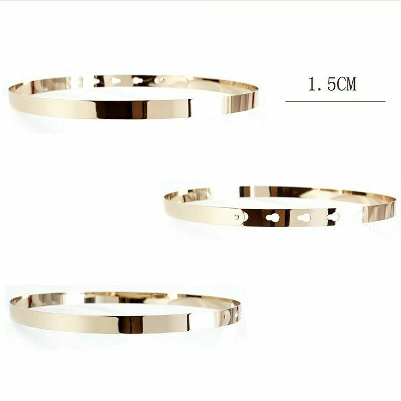 Damen Metall Hüfte Gürtel Bund Spiegel Breit Vergoldet Metallisch Glänzend Party - Bild 4 von 4