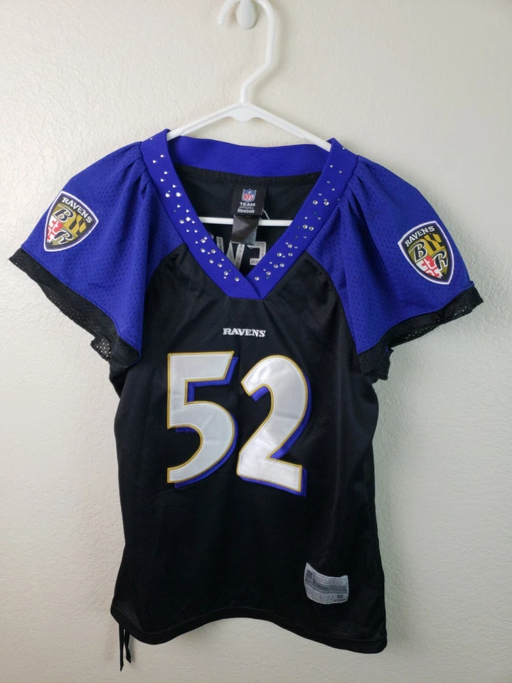 Camiseta Oficial Reebok NFL Baltimore Ravens #52 Ray Lewis Púrpura Damas Talla S Foto 2 de 4