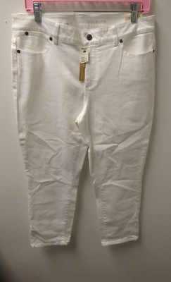 Talbot's Slim Crop White Jeans Pants Womens 12 Signature Fit