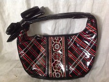 Vera Bradley ELEGANT BLACK PIROUETTE Frill Shoulder Tote Handbag Purse Excellent