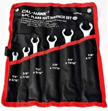 Cal-Hawk 6pc Flare Nut Wrench Set SAE in Storage Pouch ~ CCWFNW6