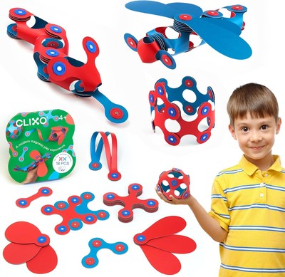 Flexible magnetic building toy for kids, STEM travel game, ages 4-99, 18 piece