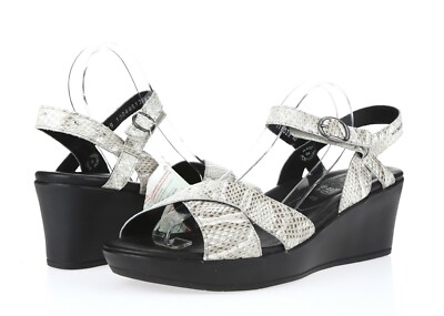 Womens Mephisto 213716 Snake Print Leather Ankle Strap Wedge