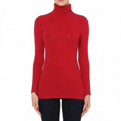 WOMEN Turtle Neck LONG SLEEVE TOP SOFT COTTON STRETCH T SHIRT Reg Plus S-3XL