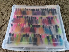 Custom hand tied colored Crappie hair jigs. 1/8 and 1/4 ounce mixed.