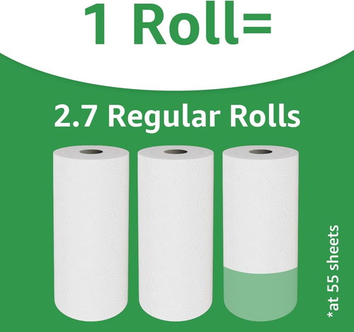 Amazon Basics 2 capas hojas flexibles toallas de papel, 2 rollos básicos = 5 rollos regulares, - Imagen 3 de 11