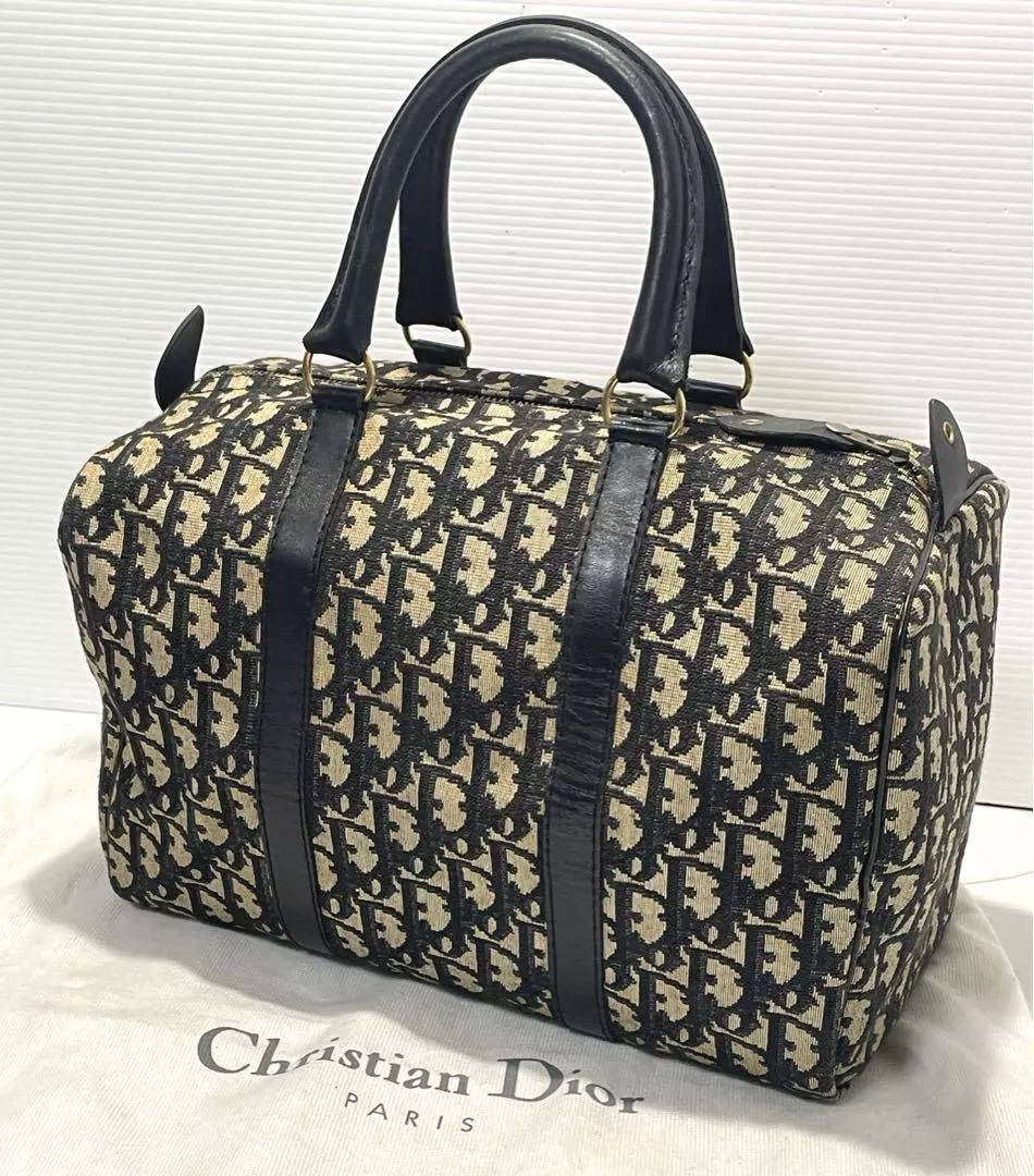 Sac à main trottteur Christian Dior fourre tout cuir marine avec dust bag occasion