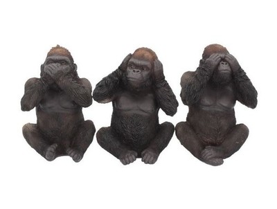 Drei weise Gorillas sehen, sprechen, hören nichts Böses Set 13 cm Figur Ornament
