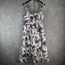 Mango MNG Dress Womens Large Black White Smock Sun Dress Midi 15930