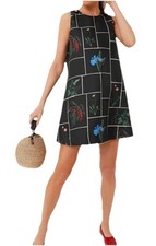 TUCKERNUCK Black Fresher Buds Woven Grace Mini Floral Dress Sleeveless Sz XS