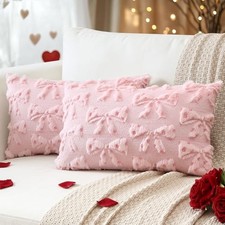 Valentines Bow Pillow Covers 12x20 Set of 2 20" x 12" Pack of 2 Pink Bow