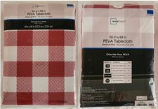 Mainstays PEVA Tablecloth 60" x 84" Red  White Checkered-Waterproof Vinyl-NEW