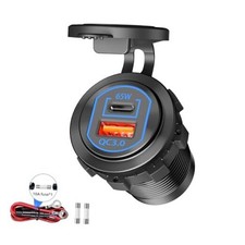 Upgraded 12V USB C Outlet 83W PD QC Multiple USB Charger Socket Aluminum
