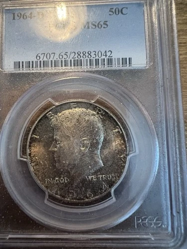 1964 D Kennedy Silver Half Dollar PCGS MS65 Beautifully Toned