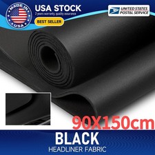Black Flat Knit Headliner Fabric Foam Back Auto Roof Repair Upholstery Material
