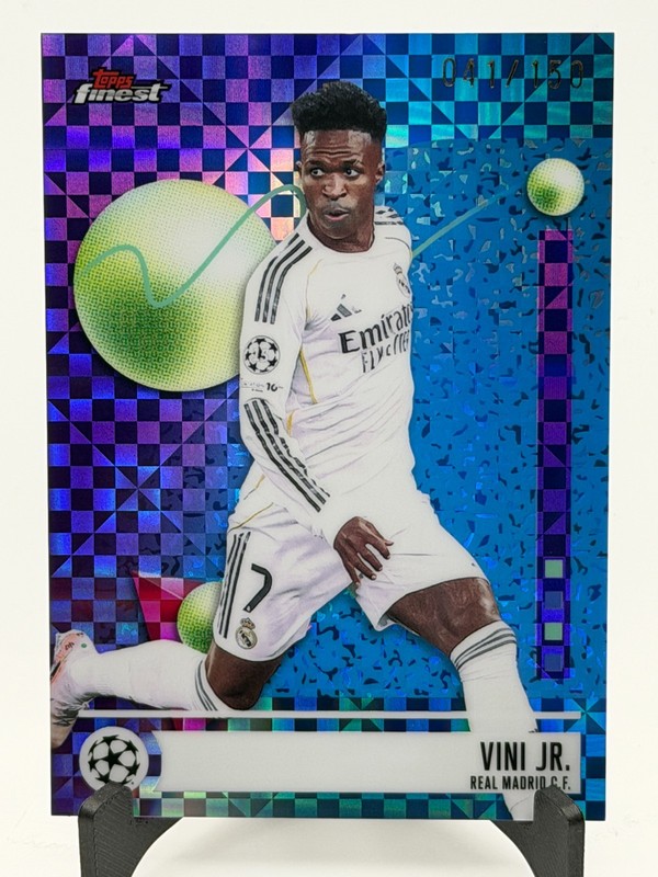 2025-26 Topps Finest UEFA Vinicius Jr Blue Checkerboard /150 Real Madrid #185