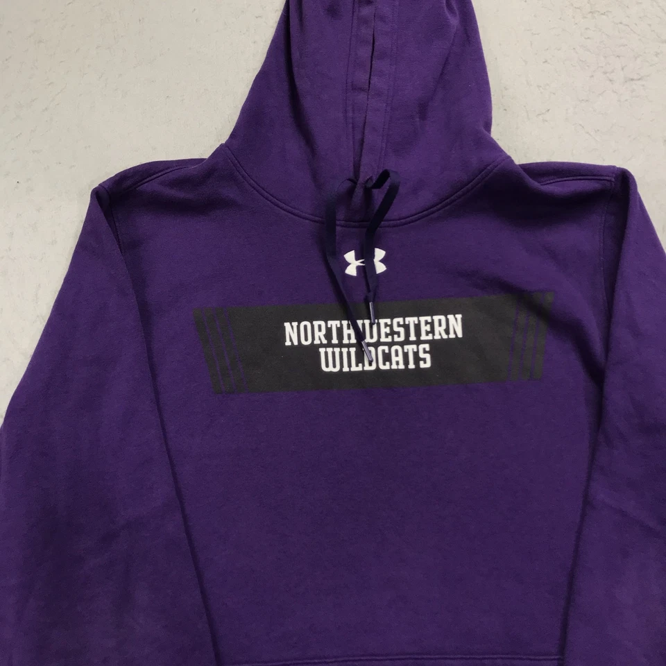 Northwestern Wildcats Hoodie Mens XL Purple Under Armour Sweatshirt TEAM ISSUED - Image 2 of 4