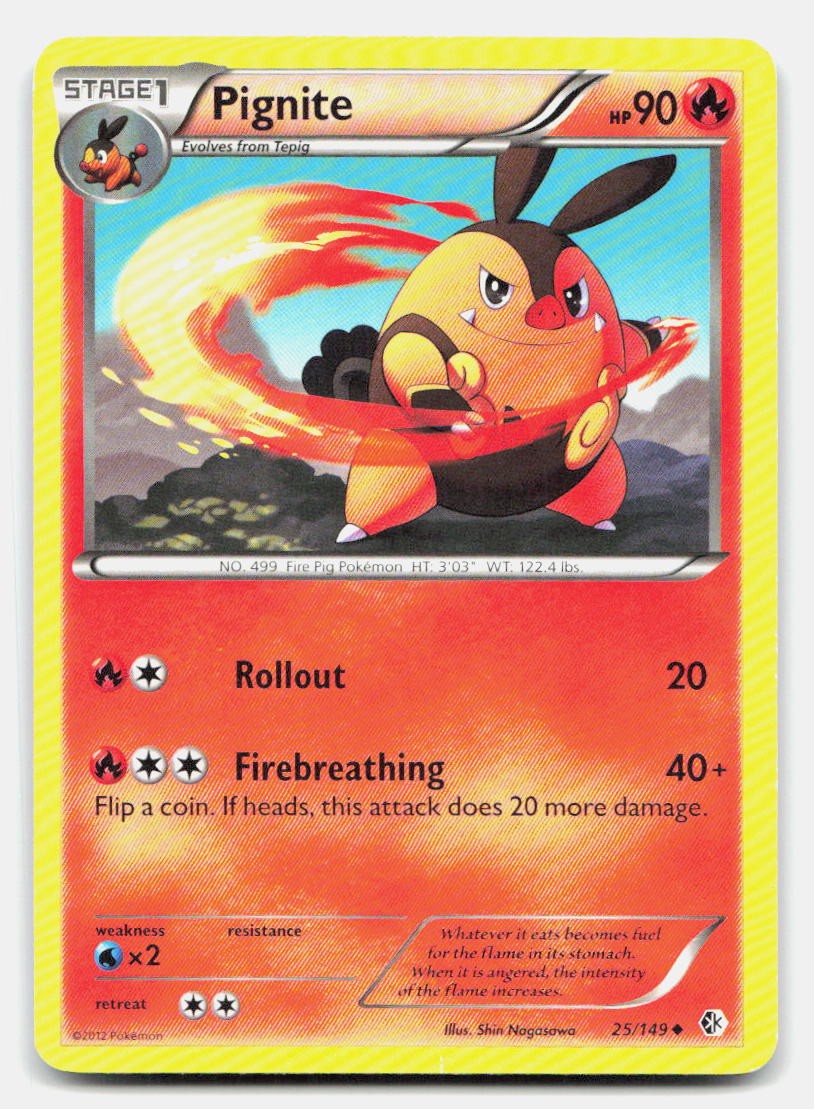 Pignite 25/149 Uncommon Boundaries Crossed Pokemon MP
