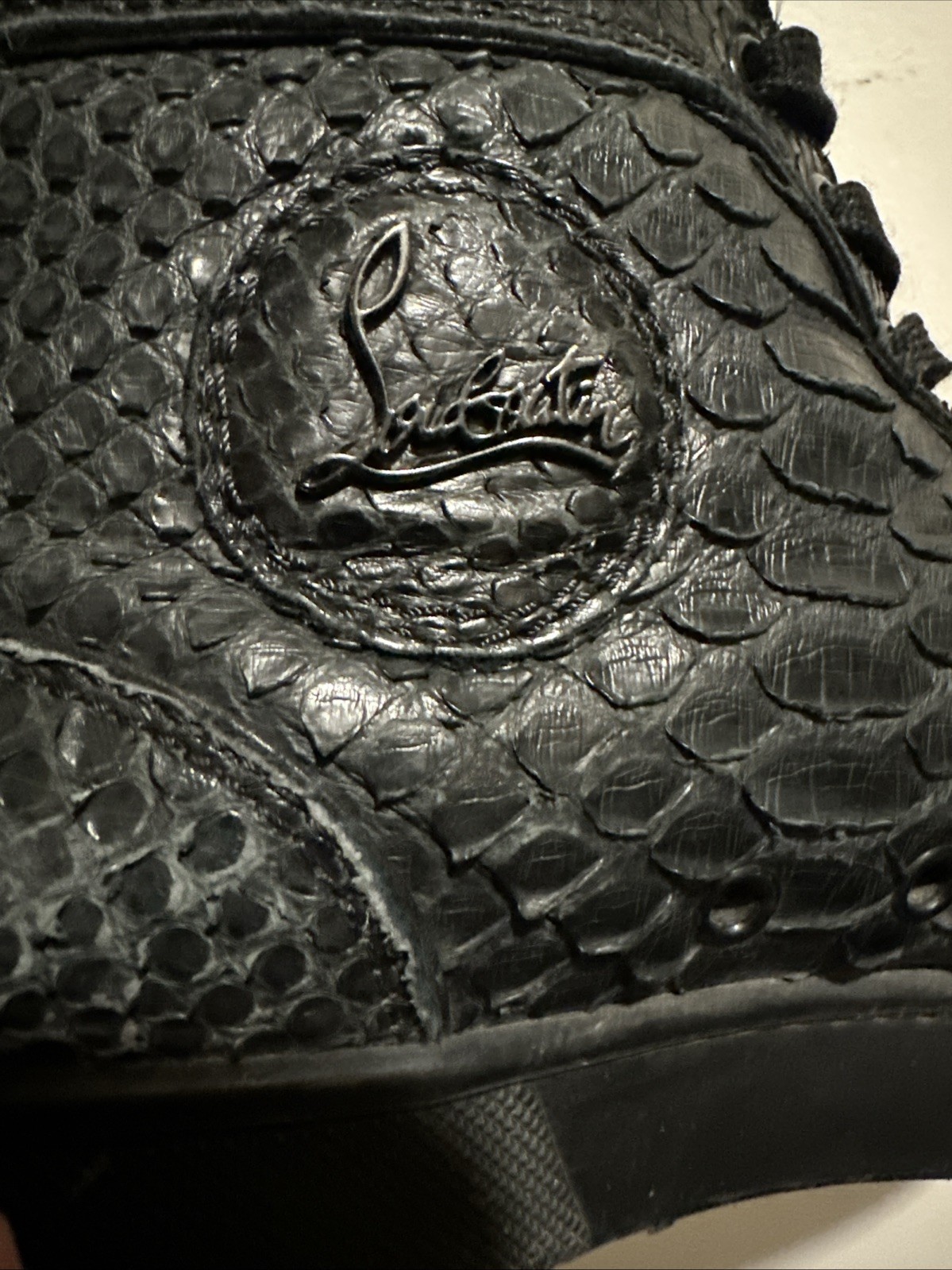Christian Louboutin Black Python Pattern High Top… - image 8