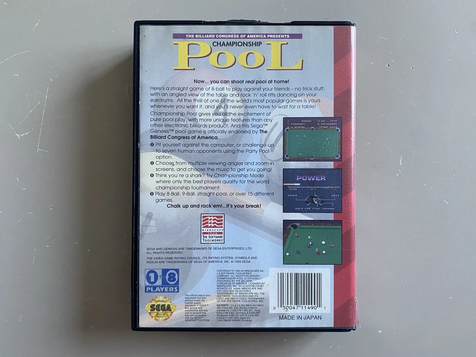 Championship Pool, Sega Genesis Megadrive, NTSC Complete - Image 3 of 4