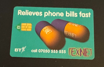 UK BT Telefonkarten - £1 TEXNET (2) entlastet Telefonrechnungen schnell PRO326
