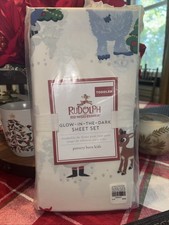 Pottery Barn holiday Christmas Rudolph Toddler baby Crib SHEET SET pillowcase 3P