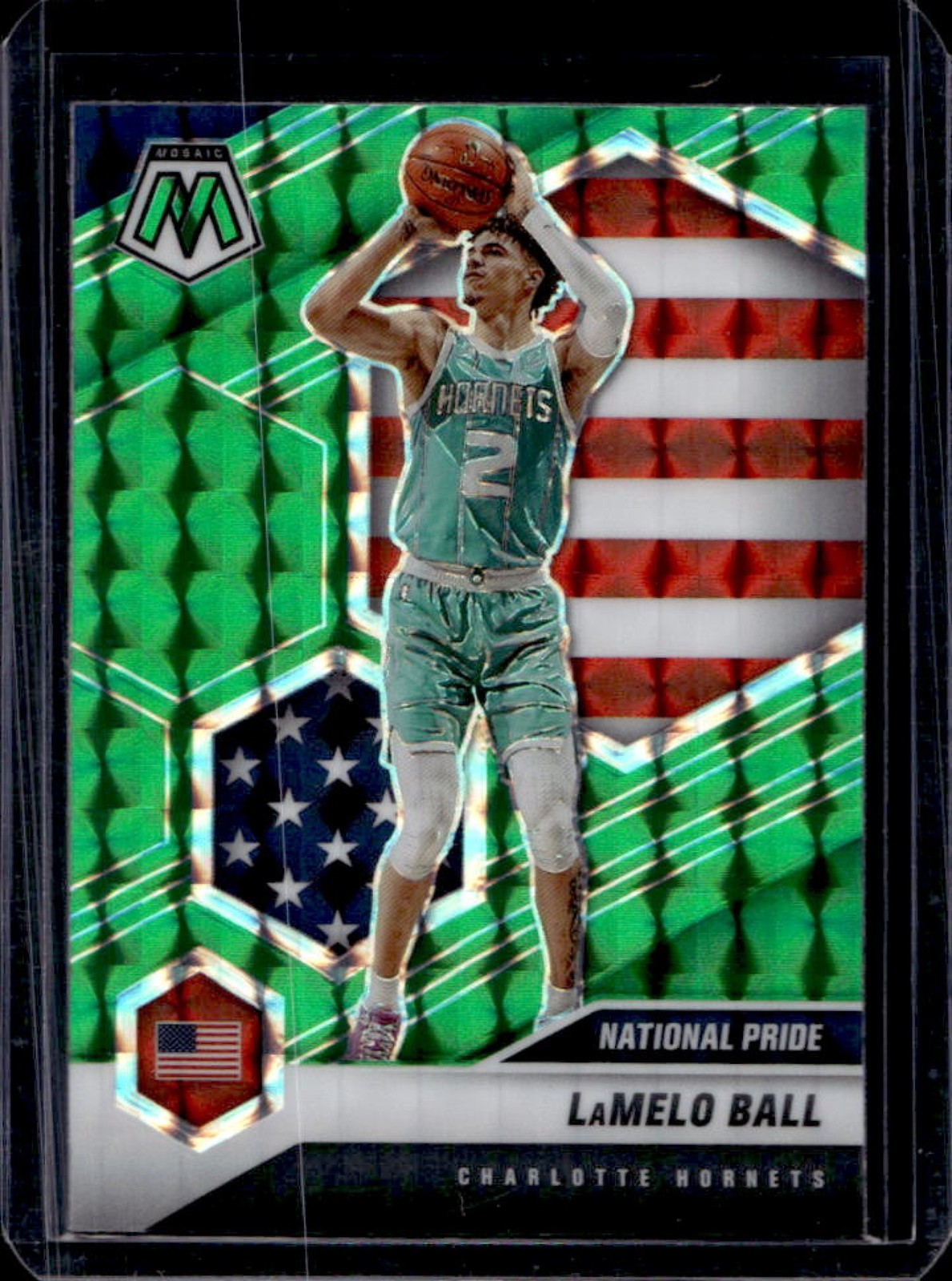 2020-21 Mosaic LaMelo Ball Green Rookie RC National Pride #257 Hornets