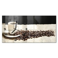 Glasuhr Glasuhr Im Querformat Aromatischer Kaffee Schwarze Zeiger 60X30 Cm