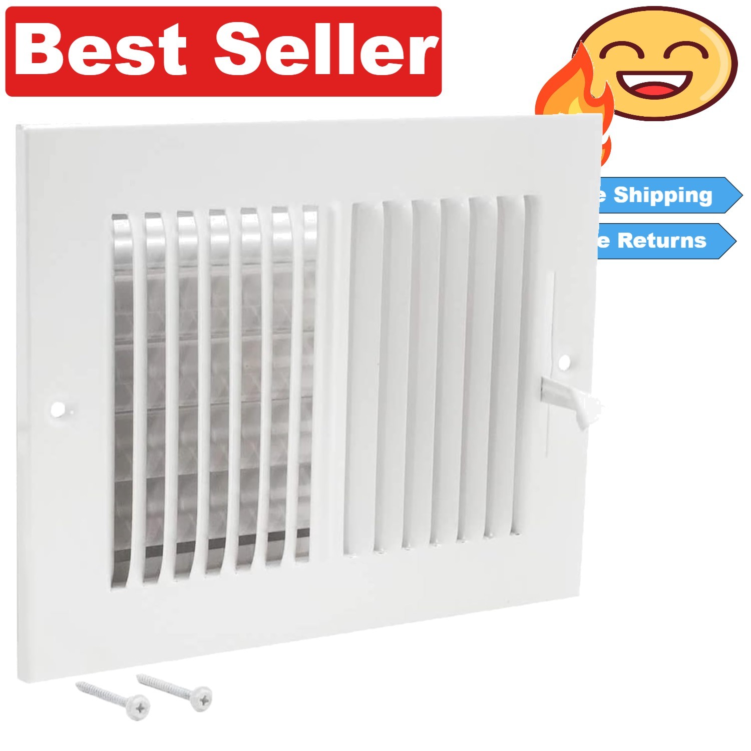 Solid Steel 8 x 6 Inch Air Vent Cover - Elegant White Finish for Home or Office