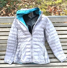 Übergangs/Steppjacke Silbergrau-Türkis M Crane mit Kapuze