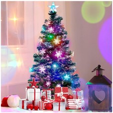 4ft Pre-Lit Artificial Christmas Tree with RGB Color-Changing Lights  Snowfl...