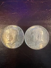 2 (Two) 1964 Silver Kennedy Half Dollars  .90 Silver No Mint Mark