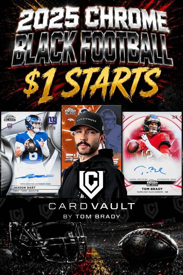 $1 STARTS - TOPPS CHROME BLACK FOOTBALL ALL NIGHT