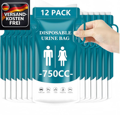 Tragbarer Urinalbeutel mit Gel 750 ml, auslaufsicher, für Männer Frauen Kinder