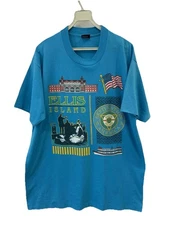Vintage Ellis Island USA Graphic T-Shirt XL Blue 90s Screen Stars Best #17