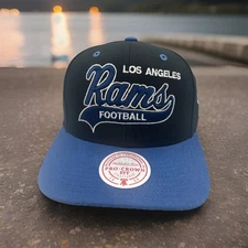 Los Angeles Rams Hat Mitchell Ness "Blocksweep" Pro Crown Snapback Cap H75