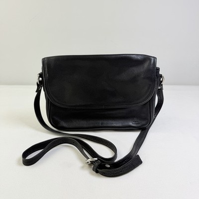 Rockport Black Leather Crossbody Messanger Bag Pockets Purse Boho Country Core