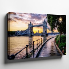 Picturesque View Of The Tower Bridge In London At Sunset Wall Art Canvas Print