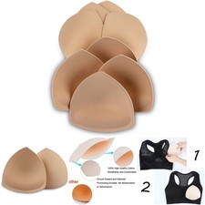 Bra Pad Inserts 4 Pairs Sewn Padded Sports Bra A/B C/D D/E Cup Beige Black White