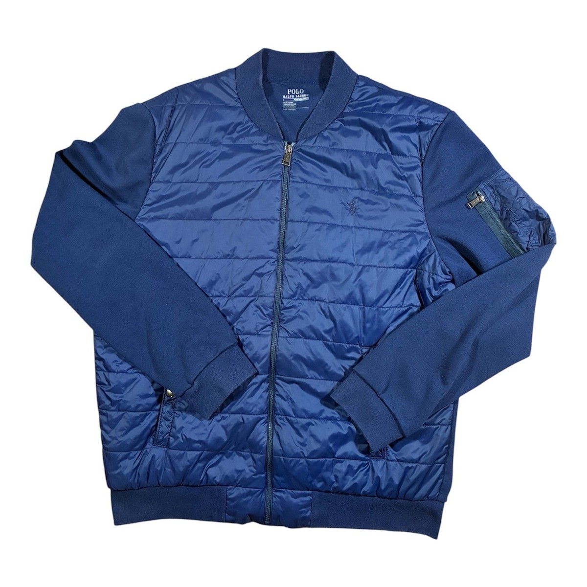 Polo Ralph Lauren Jacket Mens Large Blue Hybrid Bomber Puffer LS 