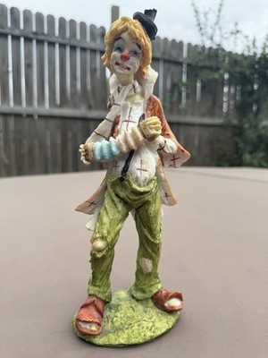 Vintage 1980s Pucci Arnart 11  Hobo Clown Figurine Statue With Accordion