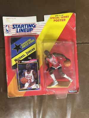 #ad Vtg 1992 Kenner Starting Lineup NBA MICHAEL JORDAN sealed w Poster amp; CARD #2 $60.00