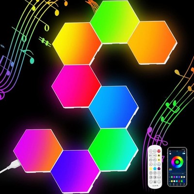 10x Hexagon LED Panel RGB Sechseck Wandleuchte Gaming Wandlicht Musik Sync WIFI