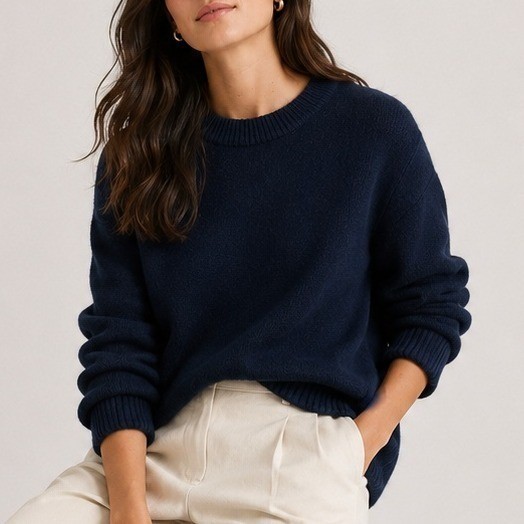 Quince Mongolian Cashmere Oversized Crewneck Sweater Cozy Date Trip Navy XS NWT